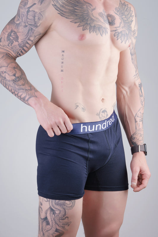 hundred 3'lü Kutulu Premium Pamuklu Lacivert Erkek Boxer MDL1