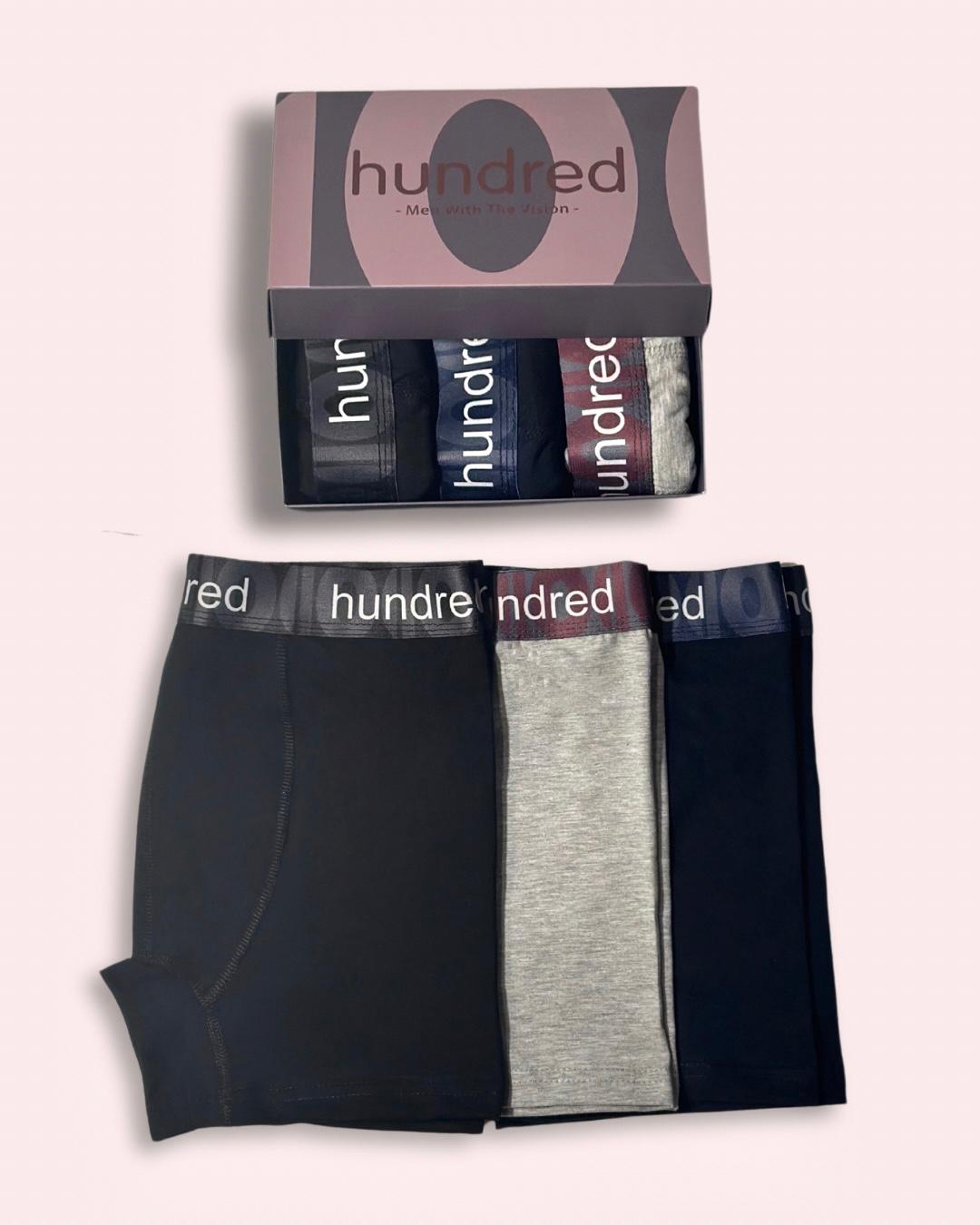 hundred Erkek 3'lü Kutulu Premium Pamuklu Boxer (SİYAH-LACİVERT-GRİ) MDL 2