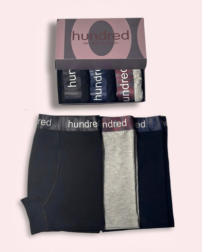 hundred Erkek 3'lü Kutulu Premium Pamuklu Boxer (SİYAH-LACİVERT-GRİ) MDL 2