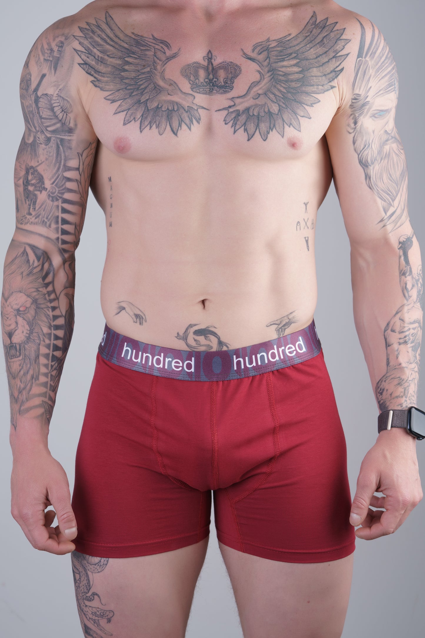 hundred 3'lü Kutulu Premium Pamuklu Bordo Boxer MDL2