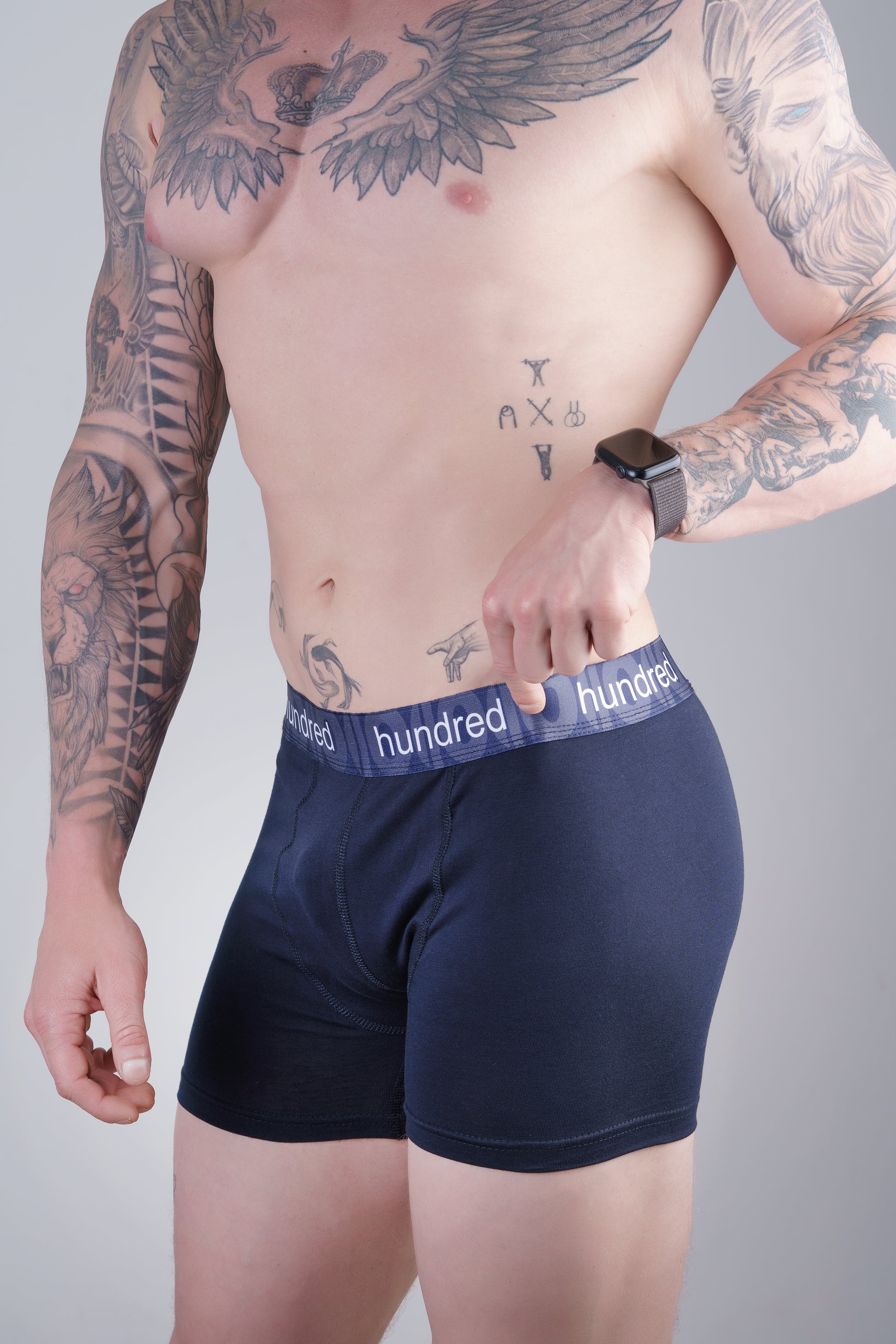 hundred 3'lü Kutulu Premium Pamuklu Erkek Lacivert Boxer MDL2