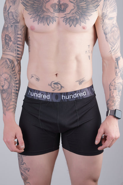 hundred 3'lü Kutulu Premium Pamuklu Siyah Erkek Boxer MDL2