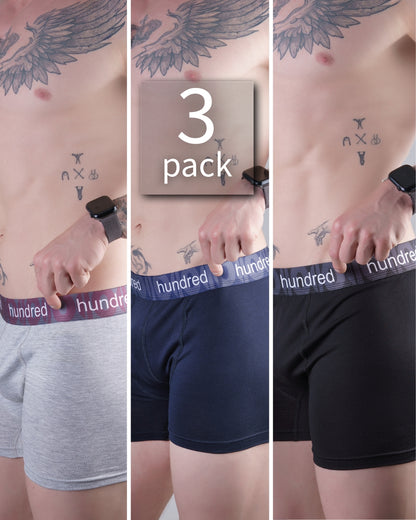 hundred Erkek 3'lü Kutulu Premium Pamuklu Boxer (SİYAH-LACİVERT-GRİ) MDL 2
