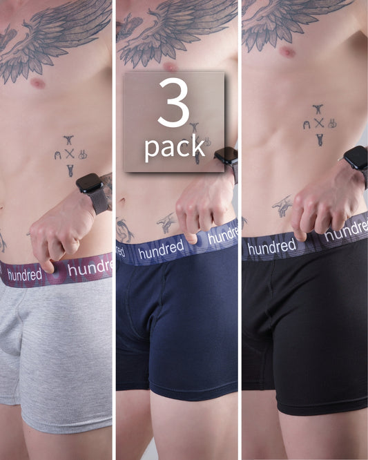hundred Erkek 3'lü Kutulu Premium Pamuklu Boxer (SİYAH-LACİVERT-GRİ) MDL 2