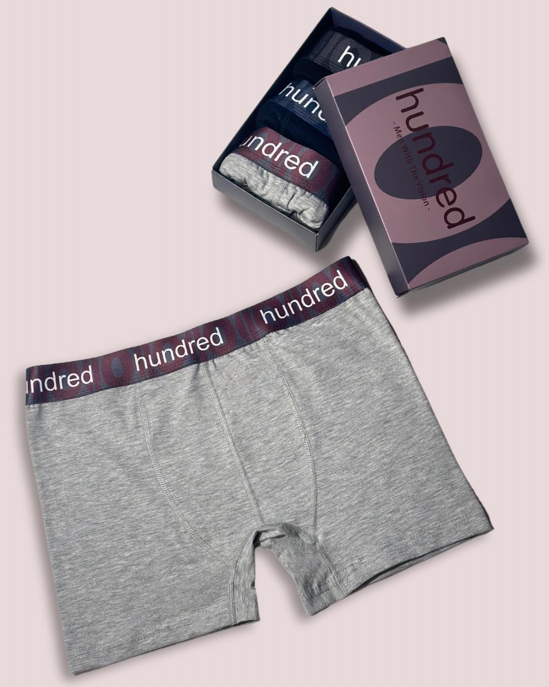 hundred Erkek 3'lü Kutulu Premium Pamuklu Boxer (SİYAH-LACİVERT-GRİ) MDL 2