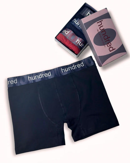 hundred Erkek 3'lü Kutulu Premium Pamuklu Boxer (SİYAH-LACİVERT-BORDO) MDL 2