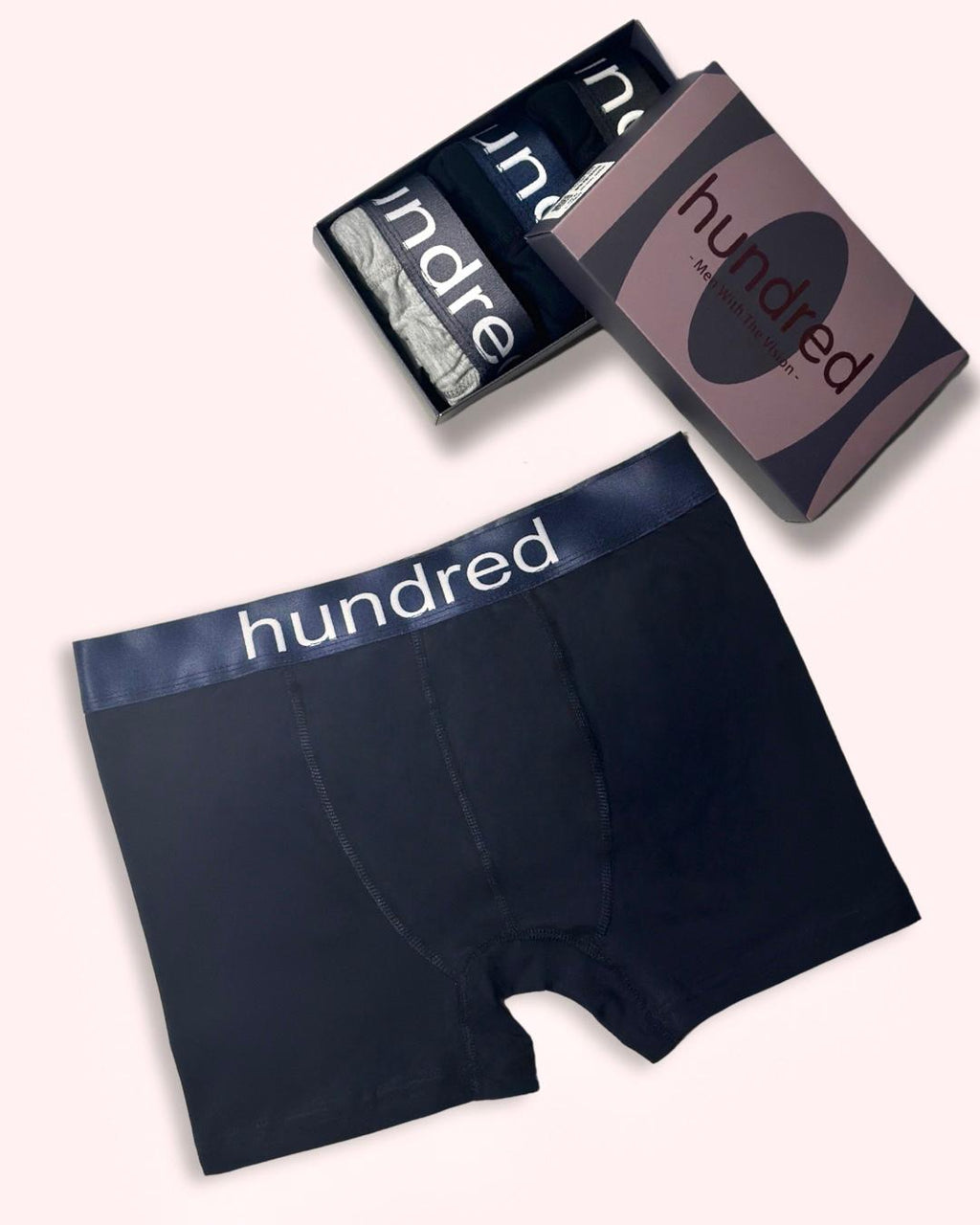 hundred Erkek 3'lü Kutulu Premium Pamuklu Boxer (SİYAH-LACİVERT-GRİ) MDL 1