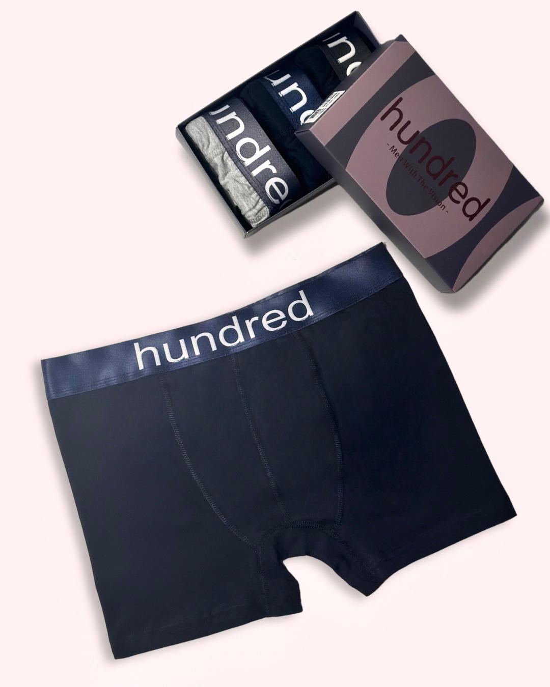 hundred Erkek 3'lü Kutulu Premium Pamuklu Boxer (SİYAH-LACİVERT-BORDO) MDL1