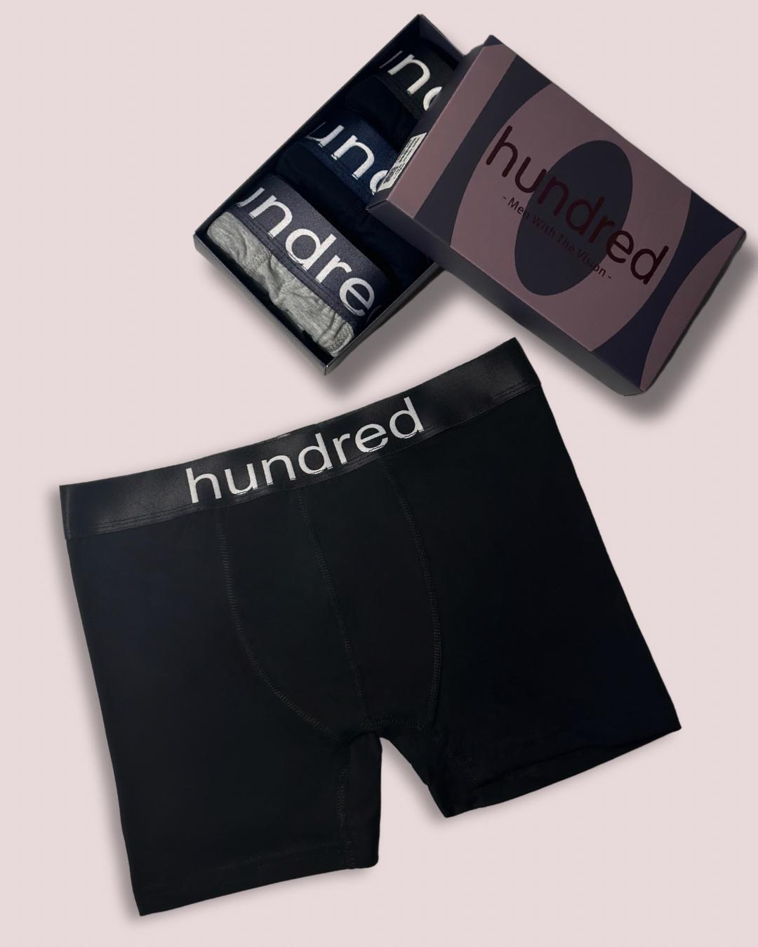 hundred Erkek 3'lü Kutulu Premium Pamuklu Boxer (SİYAH-LACİVERT-BORDO) MDL1