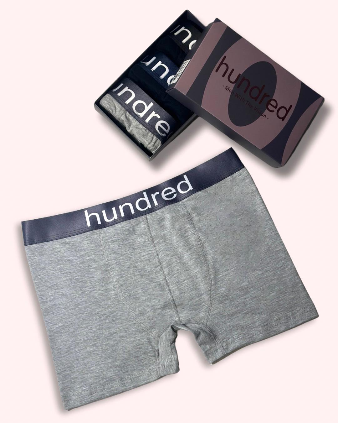 hundred Erkek 3'lü Kutulu Premium Pamuklu Boxer (SİYAH-LACİVERT-GRİ) MDL 1