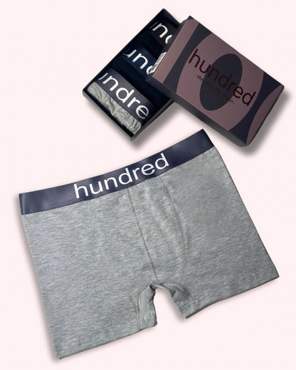 hundred Erkek 3'lü Kutulu Premium Pamuklu Boxer (SİYAH-LACİVERT-GRİ) MDL 1