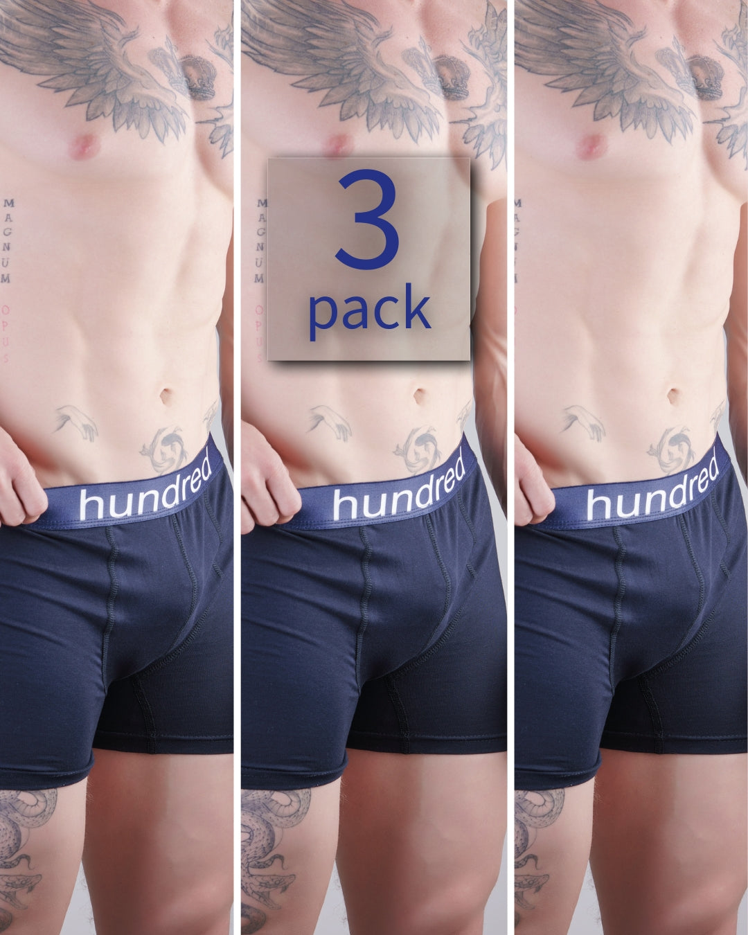 hundred 3'lü Kutulu Premium Pamuklu Lacivert Erkek Boxer MDL1