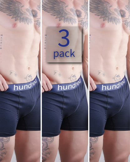 hundred 3'lü Kutulu Premium Pamuklu Lacivert Erkek Boxer MDL1