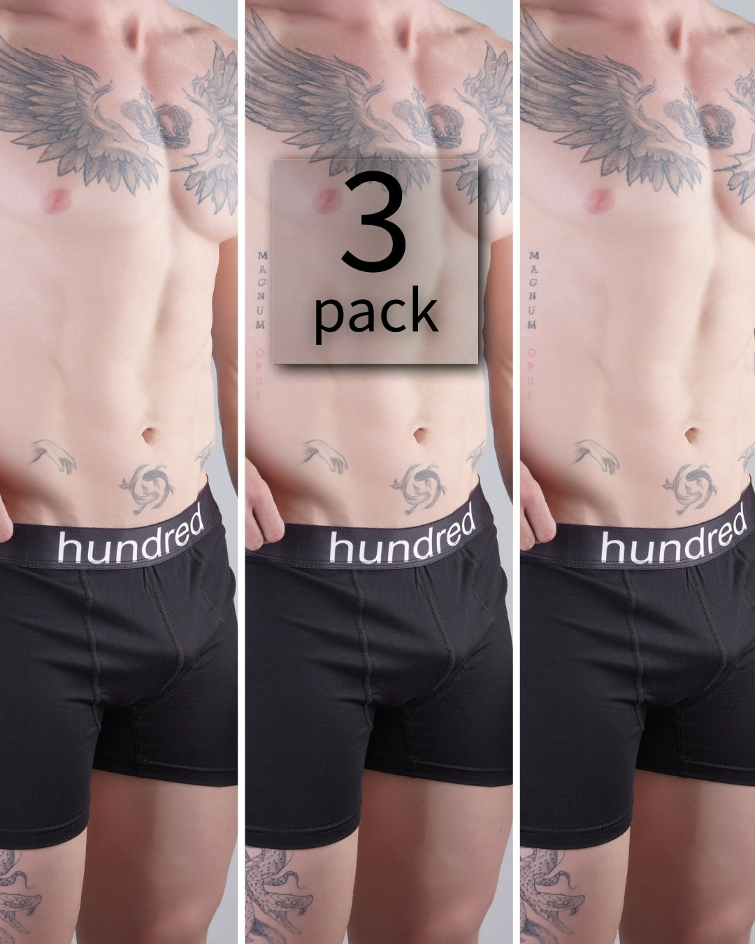 hundred 3'lü Kutulu Premium Pamuklu Siyah Erkek Boxer MDL1
