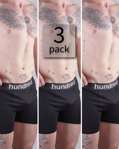 hundred 3'lü Kutulu Premium Pamuklu Siyah Erkek Boxer MDL1