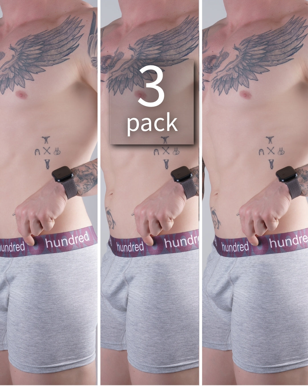 hundred 3'lü Kutulu Premium Pamuklu Gri Erkek Boxer MDL2