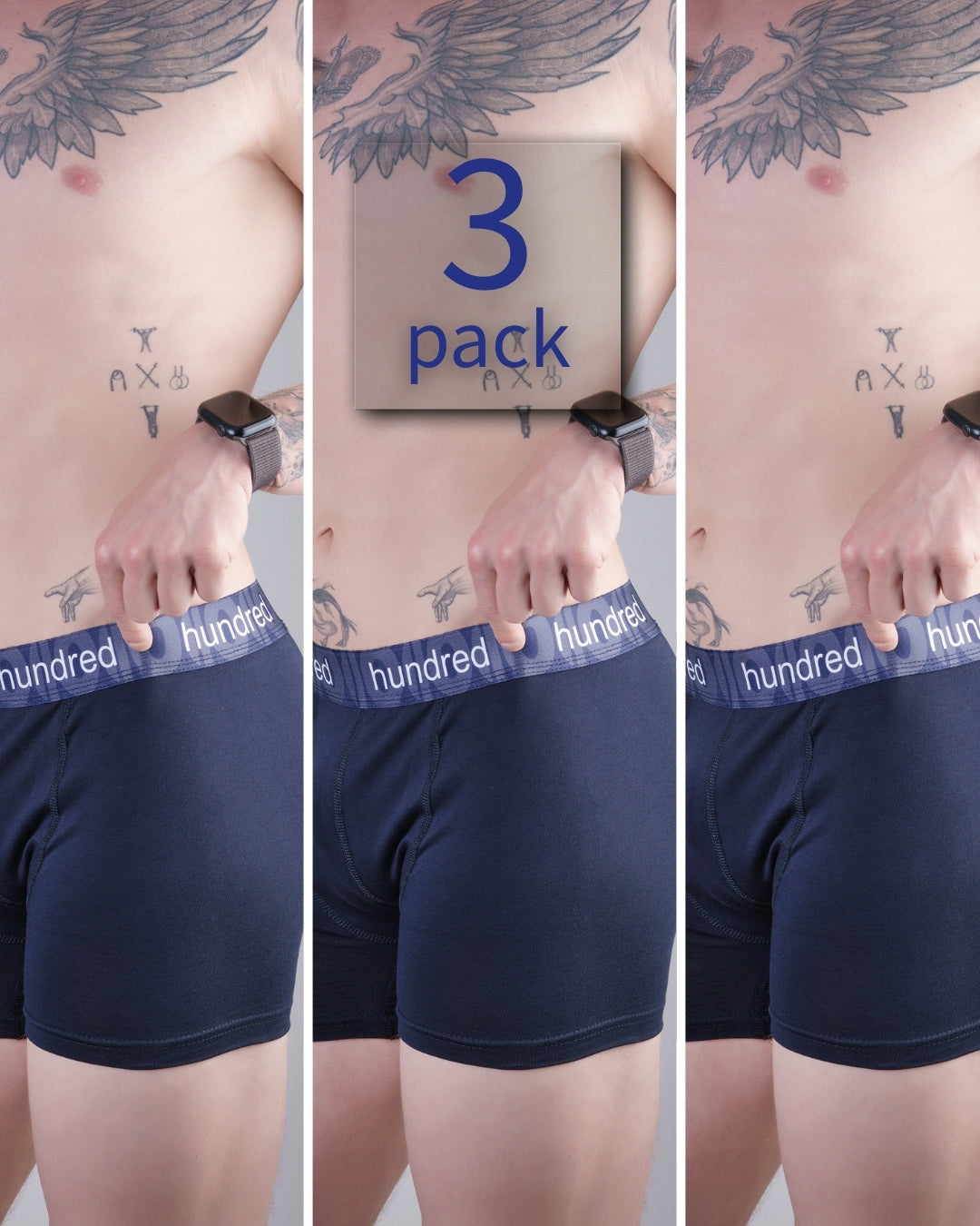 hundred 3'lü Kutulu Premium Pamuklu Erkek Lacivert Boxer MDL2