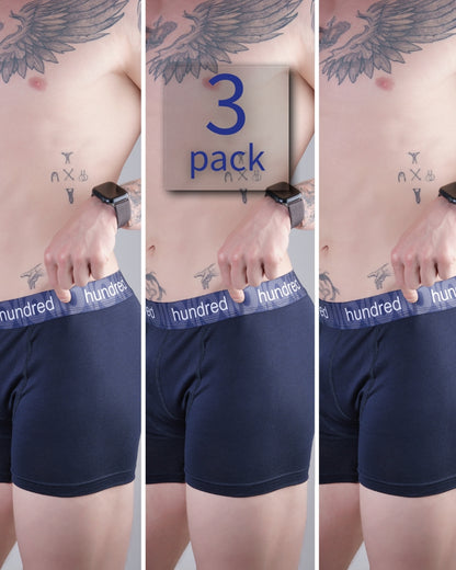 hundred 3'lü Kutulu Premium Pamuklu Erkek Lacivert Boxer MDL2