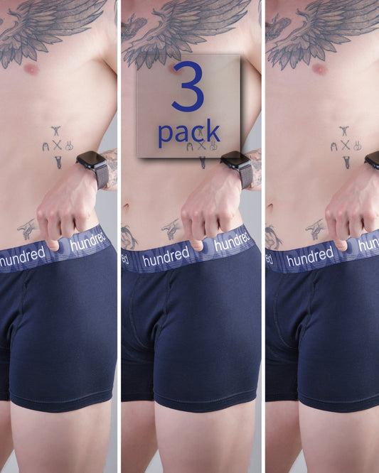 hundred 3'lü Kutulu Premium Pamuklu Erkek Lacivert Boxer MDL2