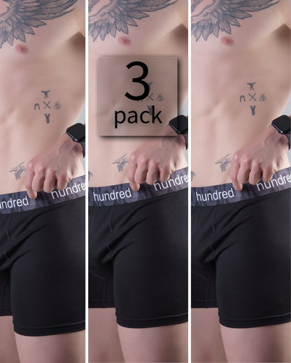 hundred 3'lü Kutulu Premium Pamuklu Siyah Erkek Boxer MDL2