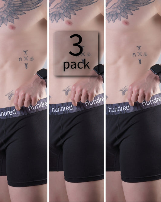 hundred 3'lü Kutulu Premium Pamuklu Siyah Erkek Boxer MDL2